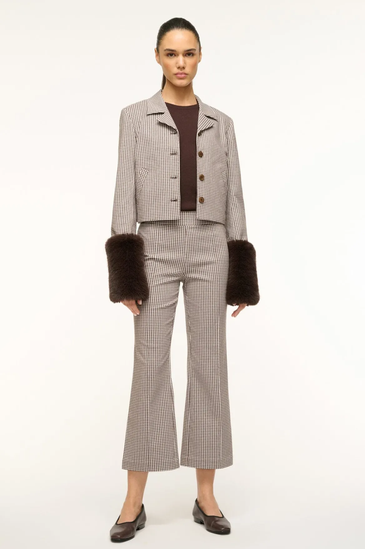 STAUD REGENCY JACKET DARK CHOCOLATE MICRO CHECK