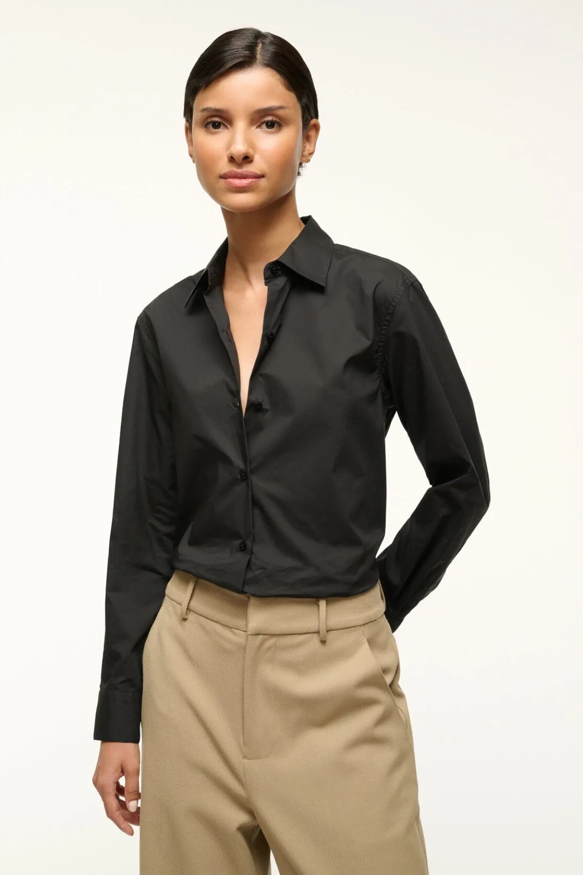 STAUD ROXBURY POPLIN SHIRT BLACK