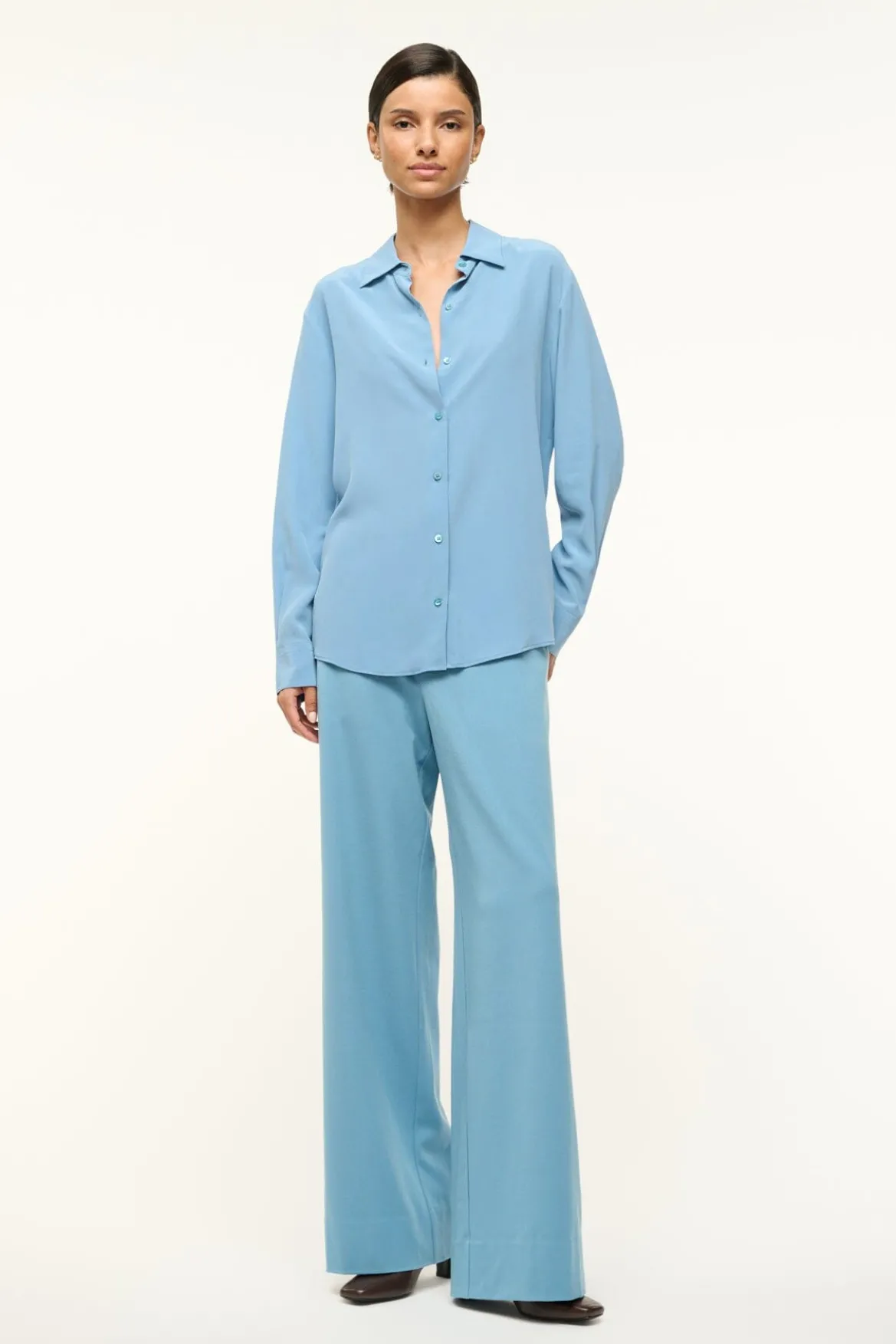 STAUD ROXBURY SILK SHIRT BLACK