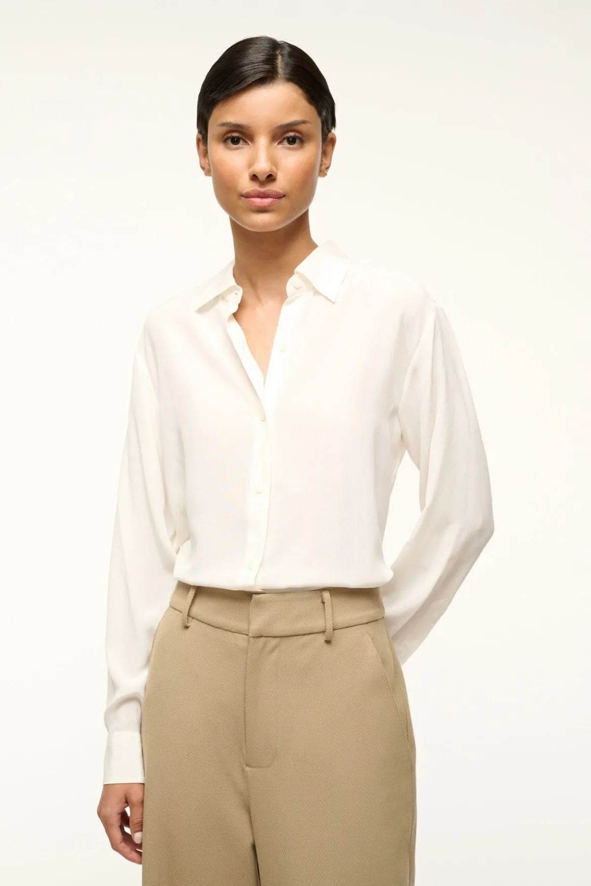 STAUD ROXBURY SILK SHIRT IVORY