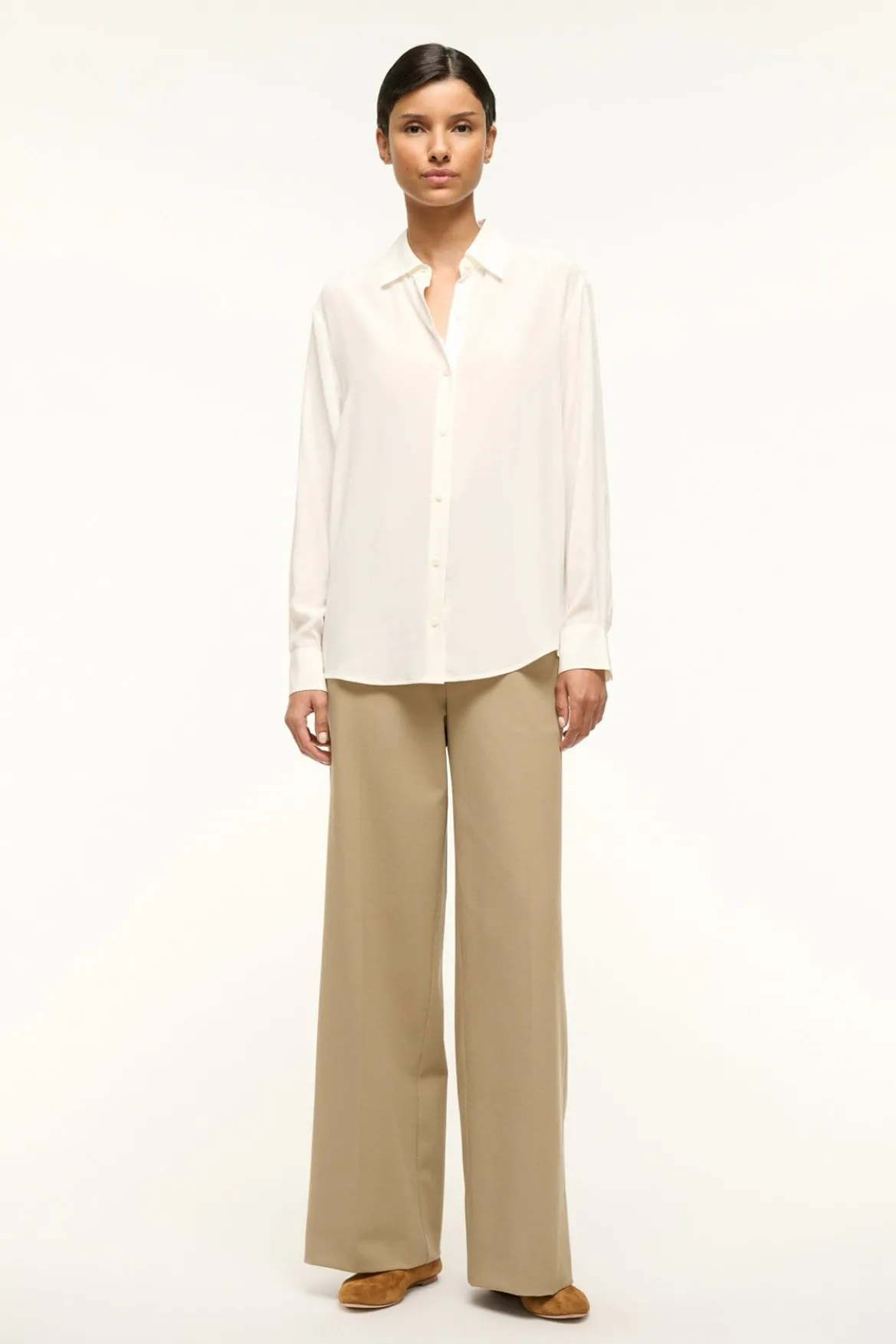 STAUD ROXBURY SILK SHIRT IVORY