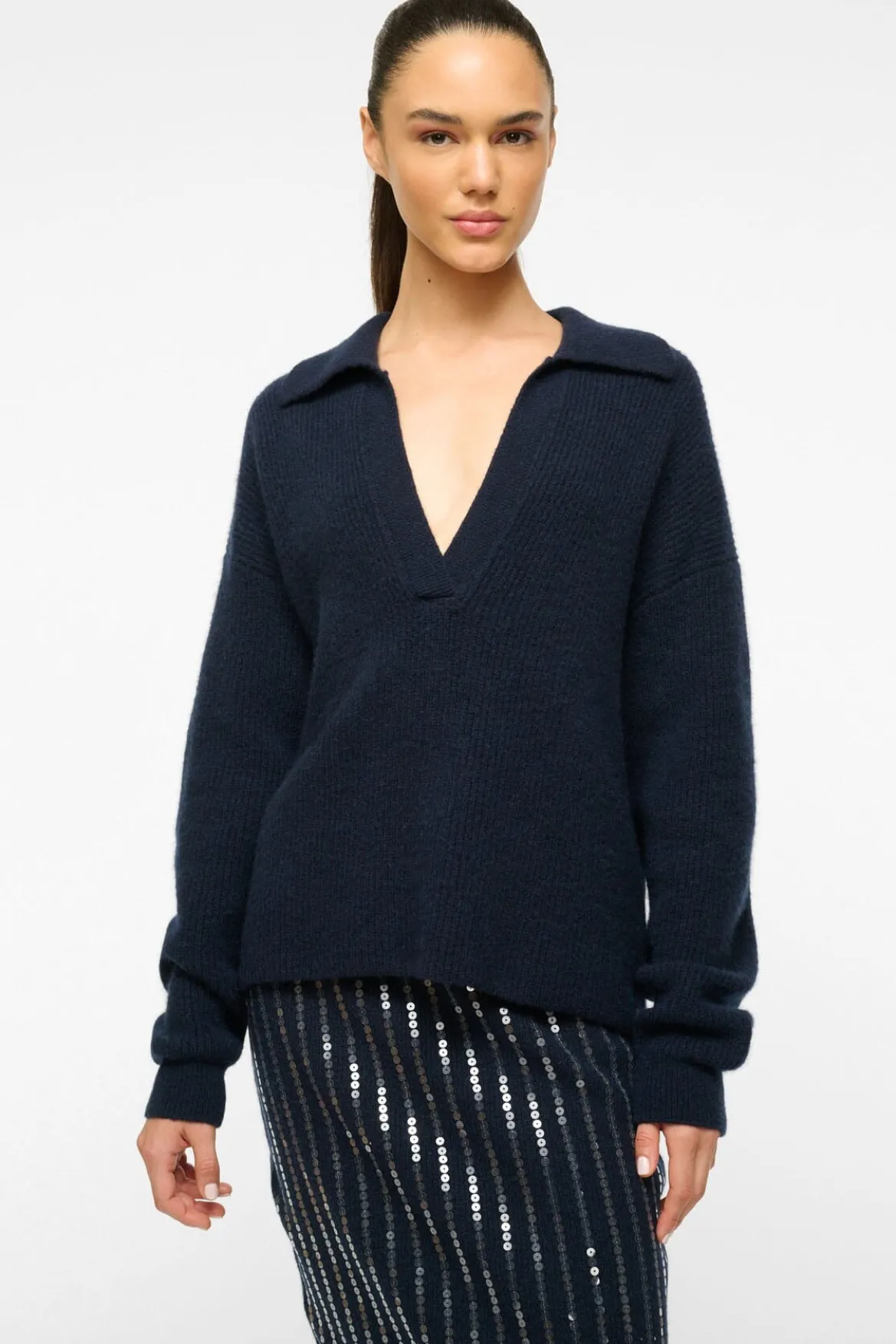 STAUD RUSTON SWEATER NAVY