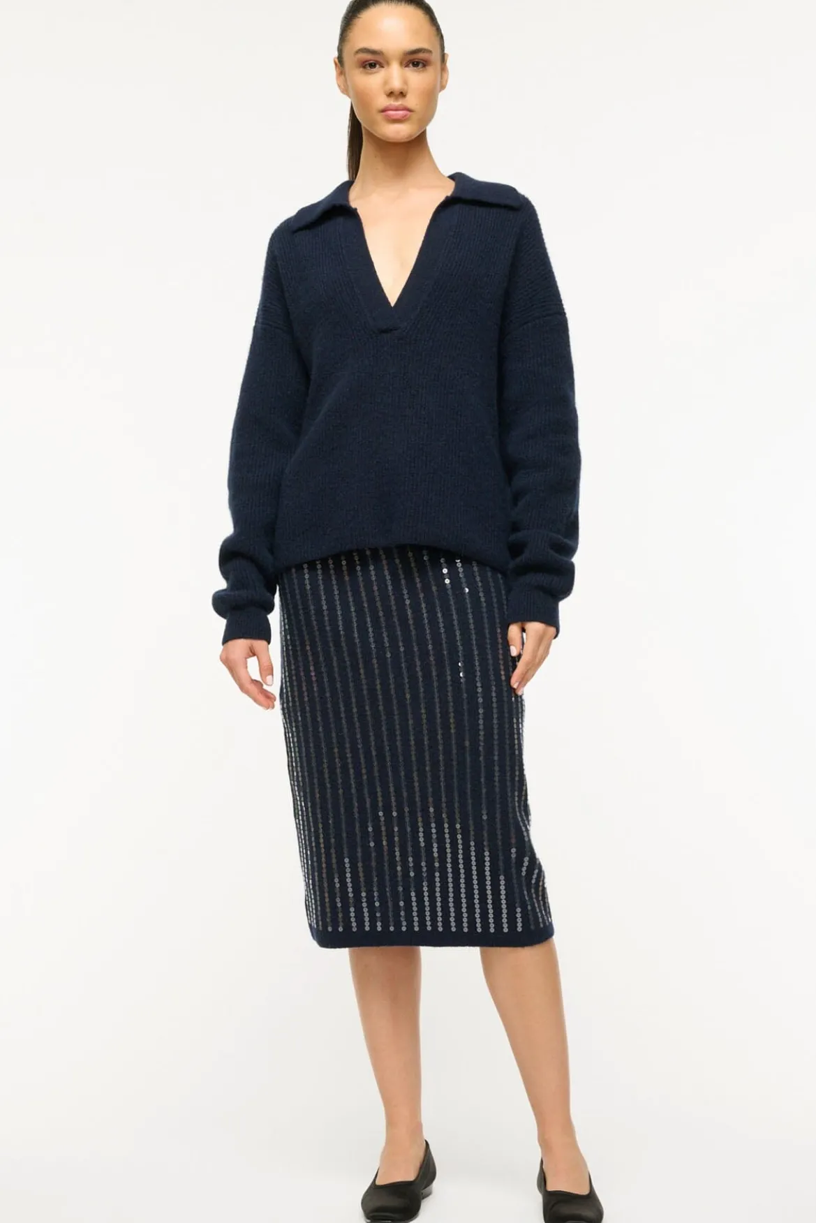 STAUD RUSTON SWEATER NAVY