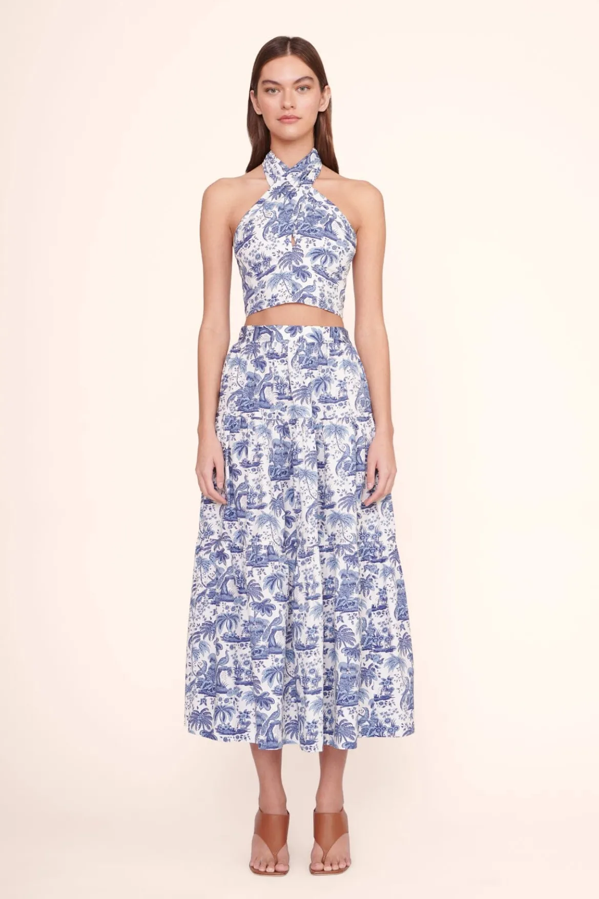 STAUD SEA SKIRT BLUE TOILE