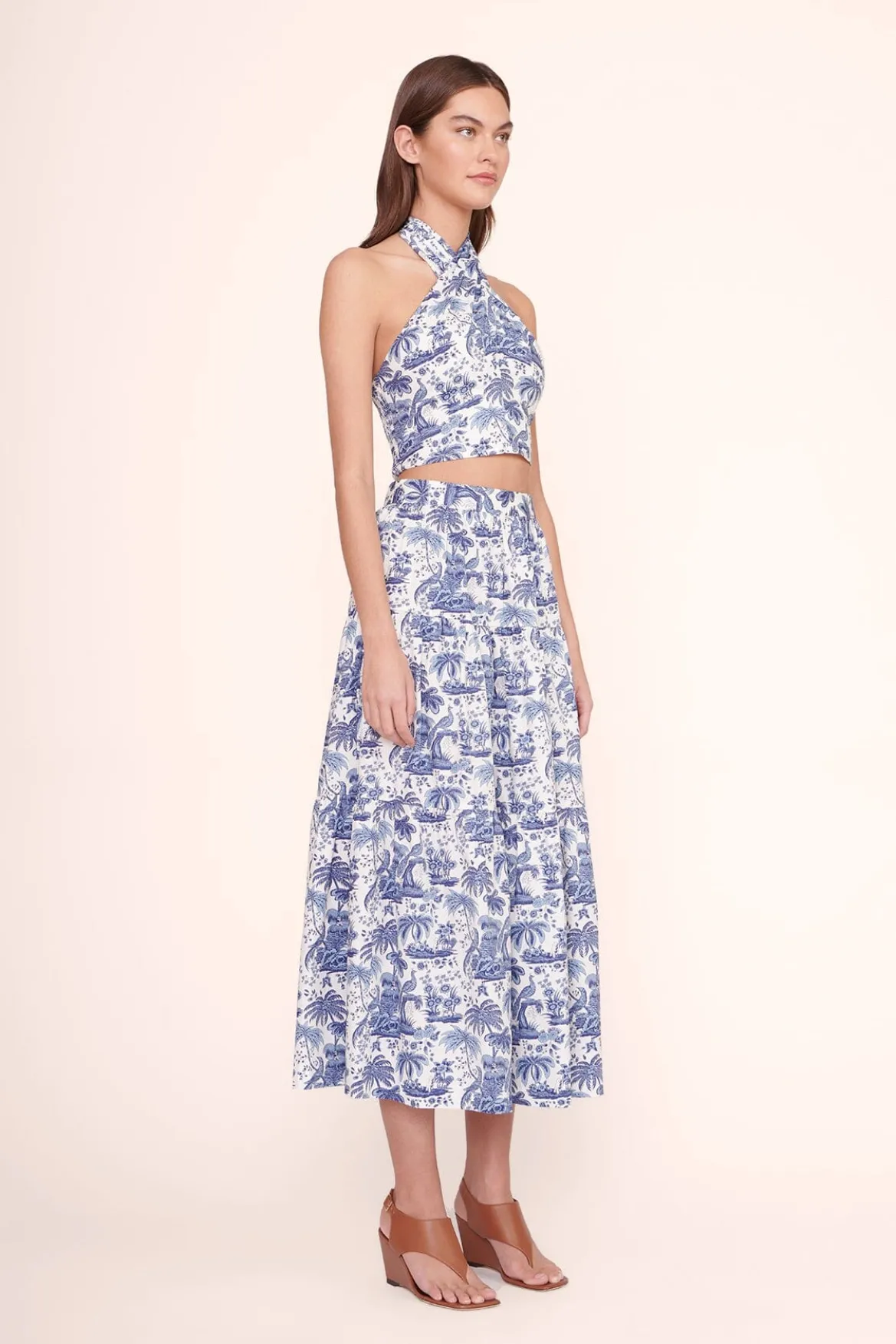 STAUD SEA SKIRT BLUE TOILE
