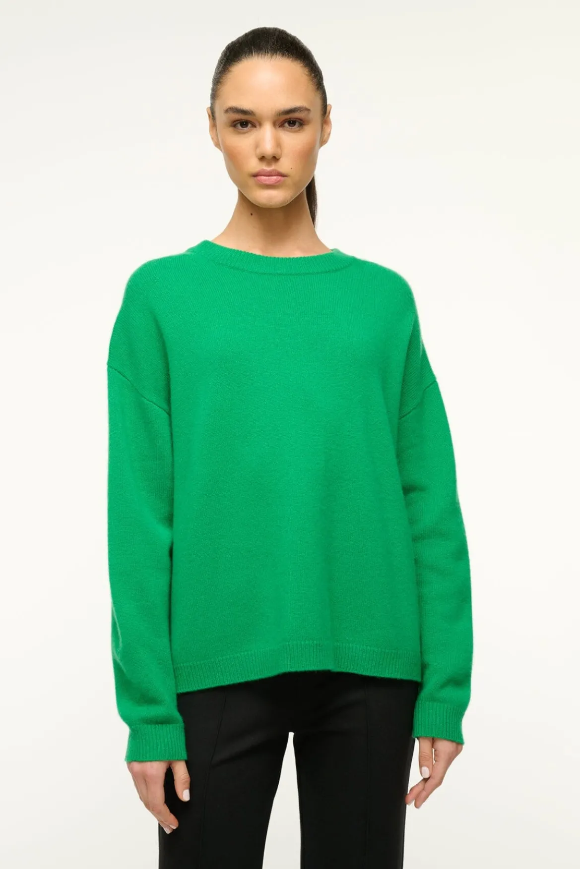 STAUD SERRANO CASHMERE RELAXED CREW CLOVER