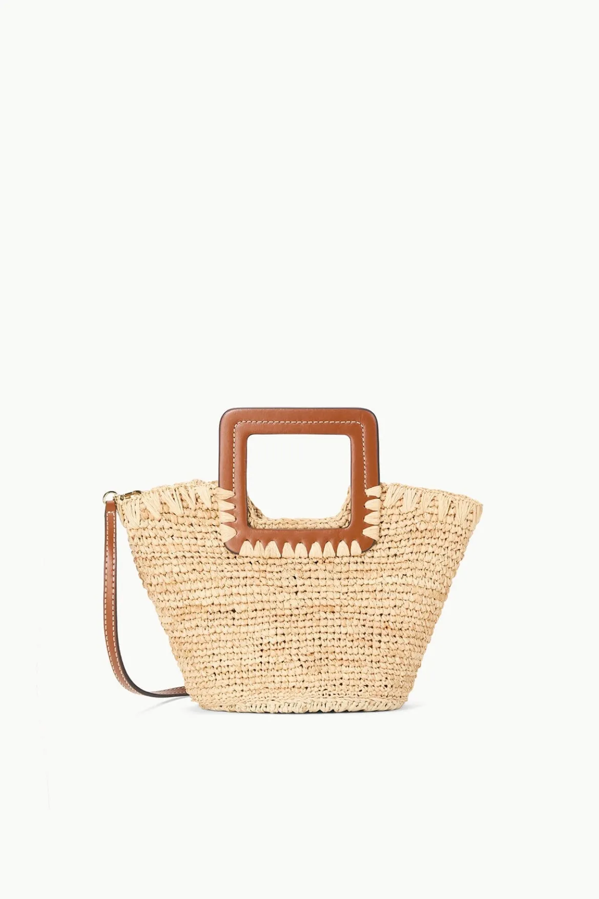 STAUD SHIRLEY RAFFIA MINI BUCKET NATURAL TAN
