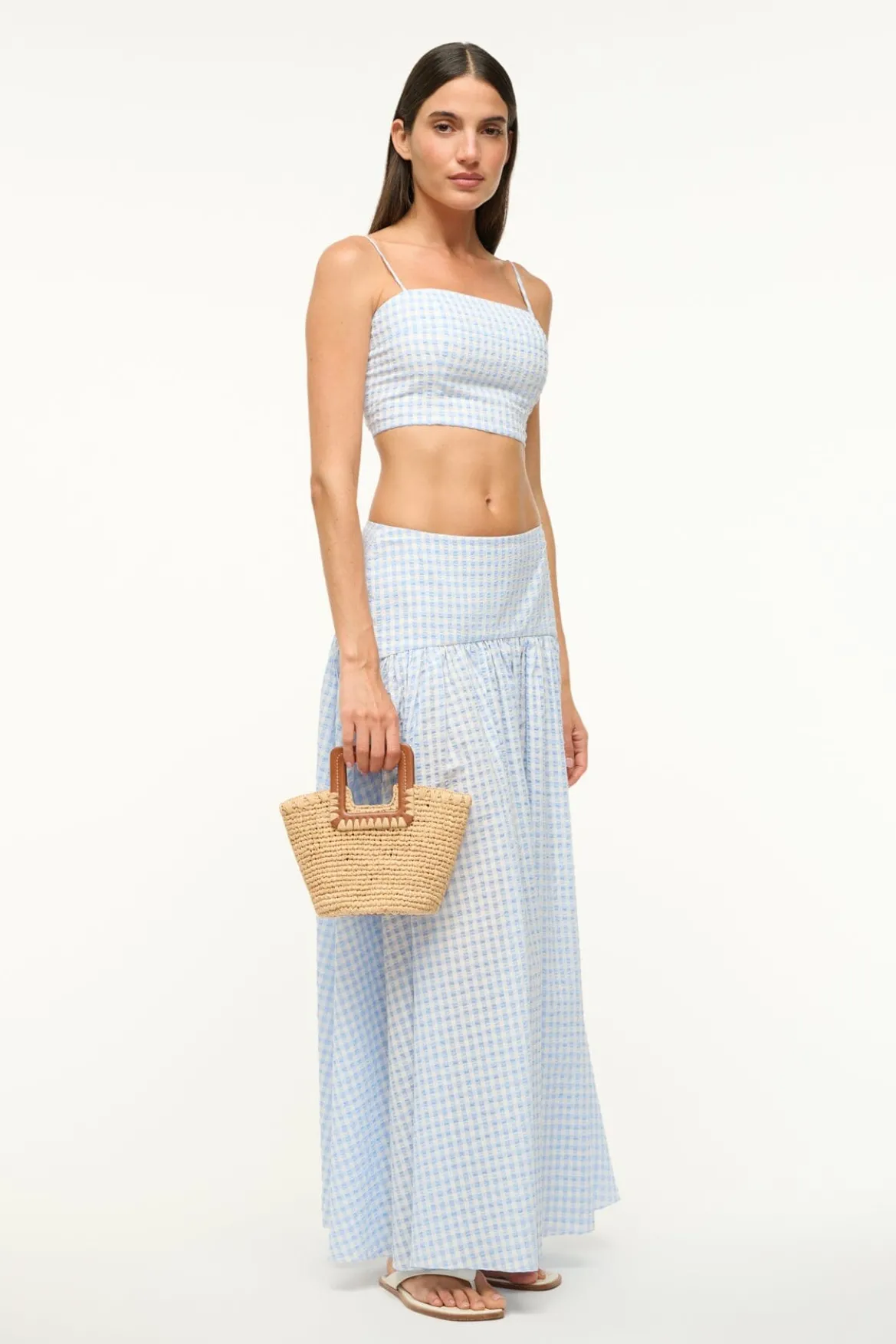 STAUD SHIRLEY RAFFIA MINI BUCKET NATURAL TAN