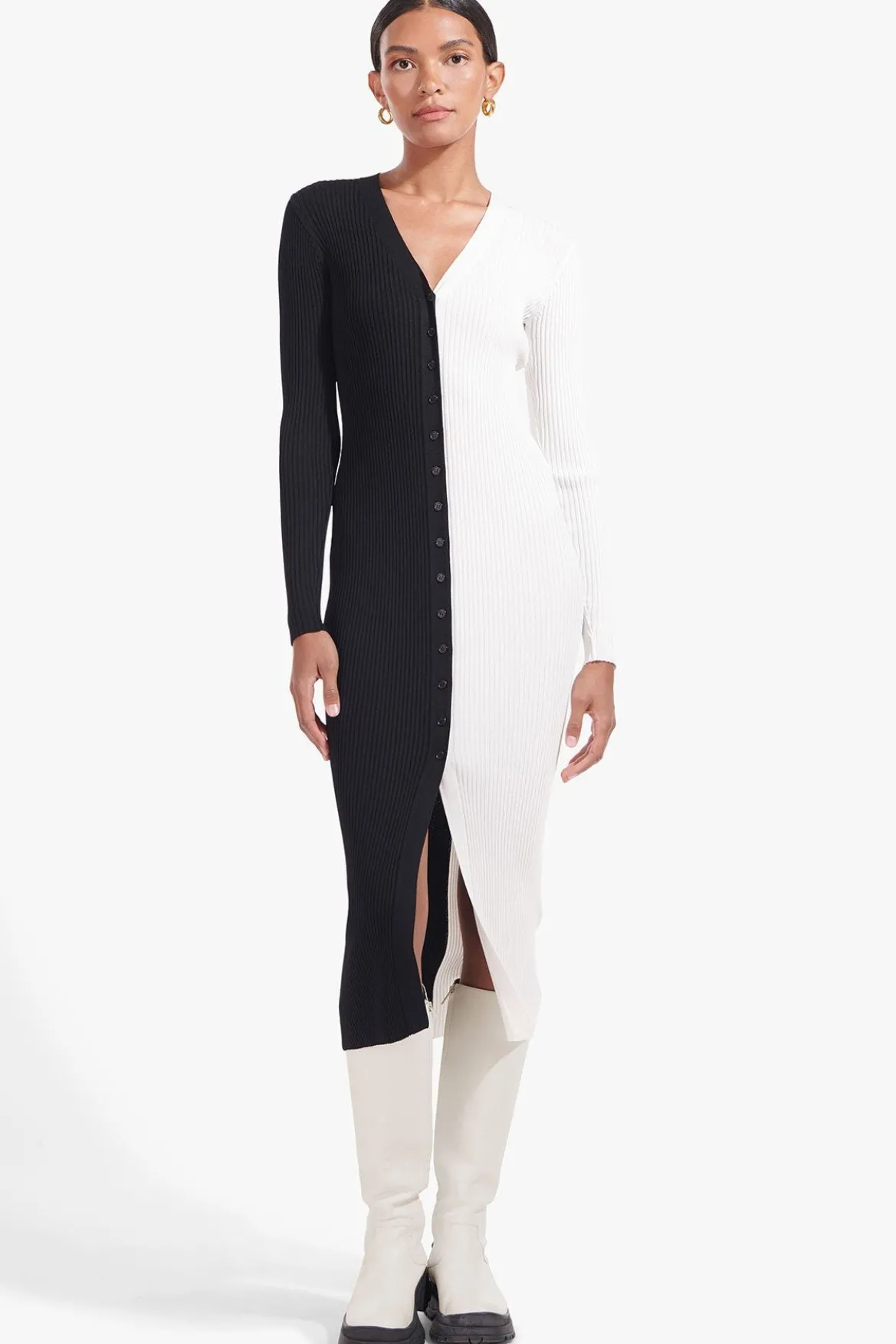 STAUD SHOKO SWEATER | BLACK WHITE