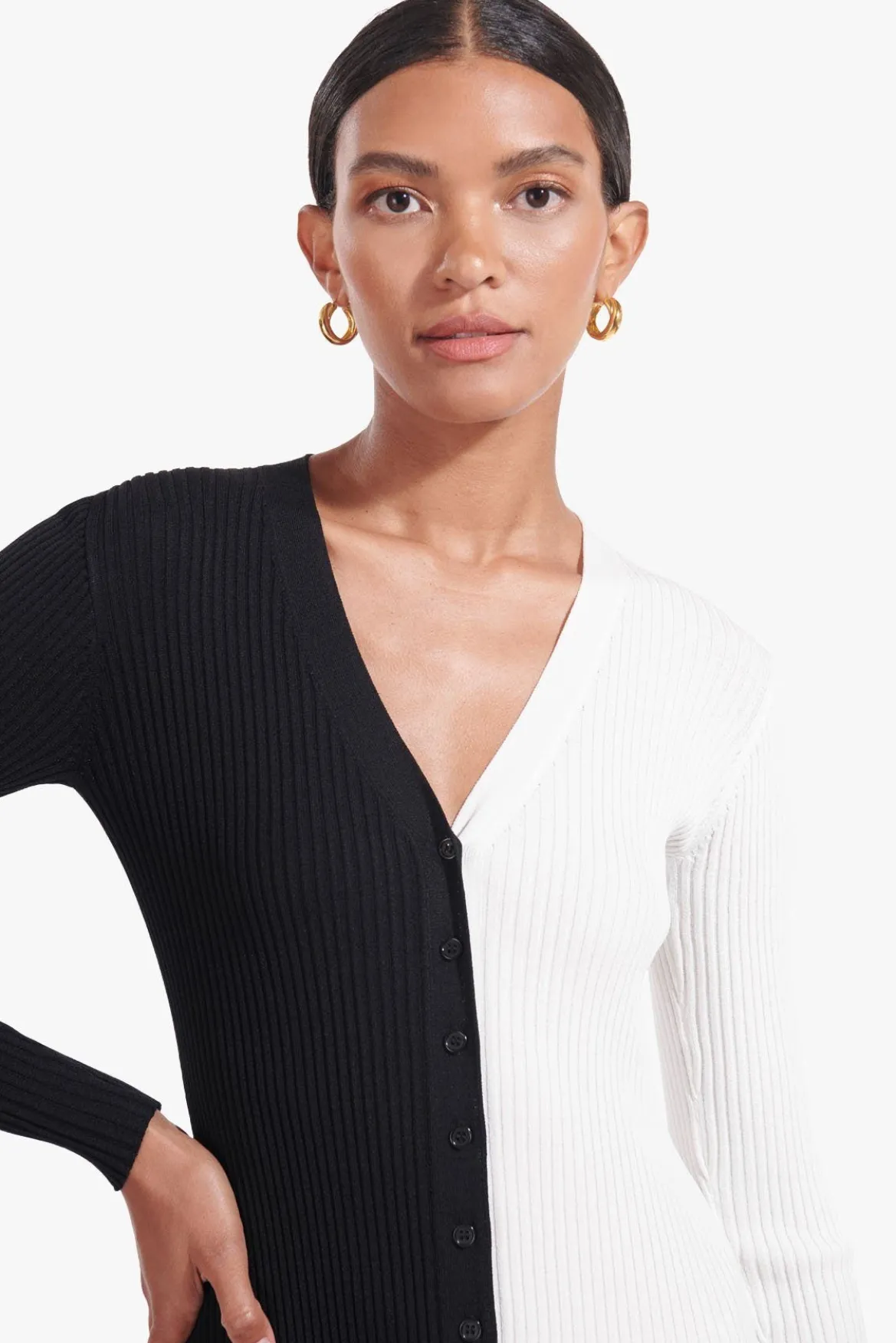 STAUD SHOKO SWEATER | BLACK WHITE