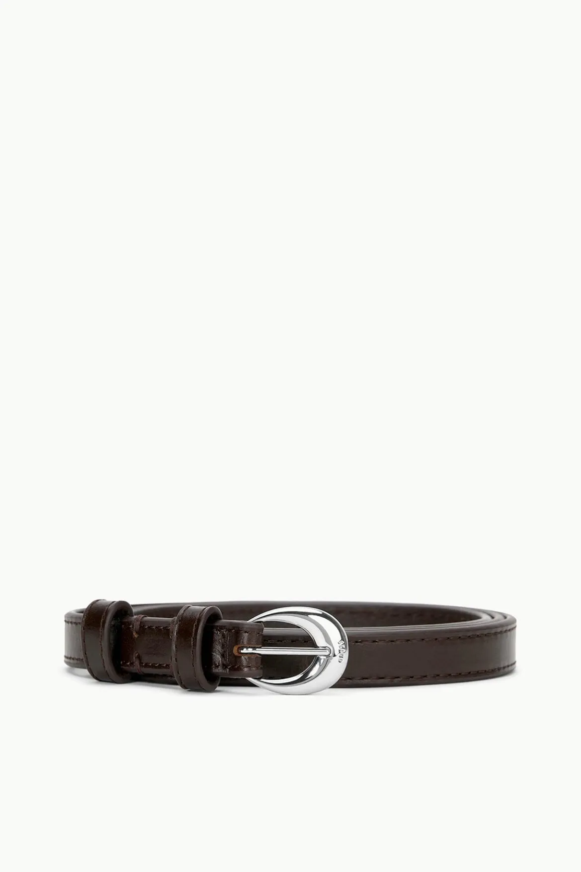 STAUD SLIM MOON BUCKLE BELT - 13MM MAHOGANY SILVER
