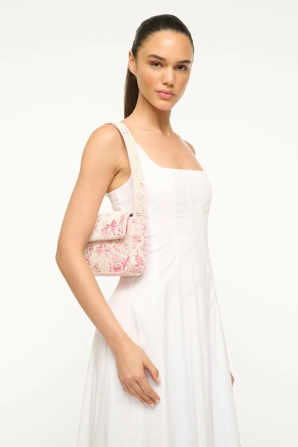 STAUD TOMMY BAG IVORY CHERRY BLOSSOM TOILE