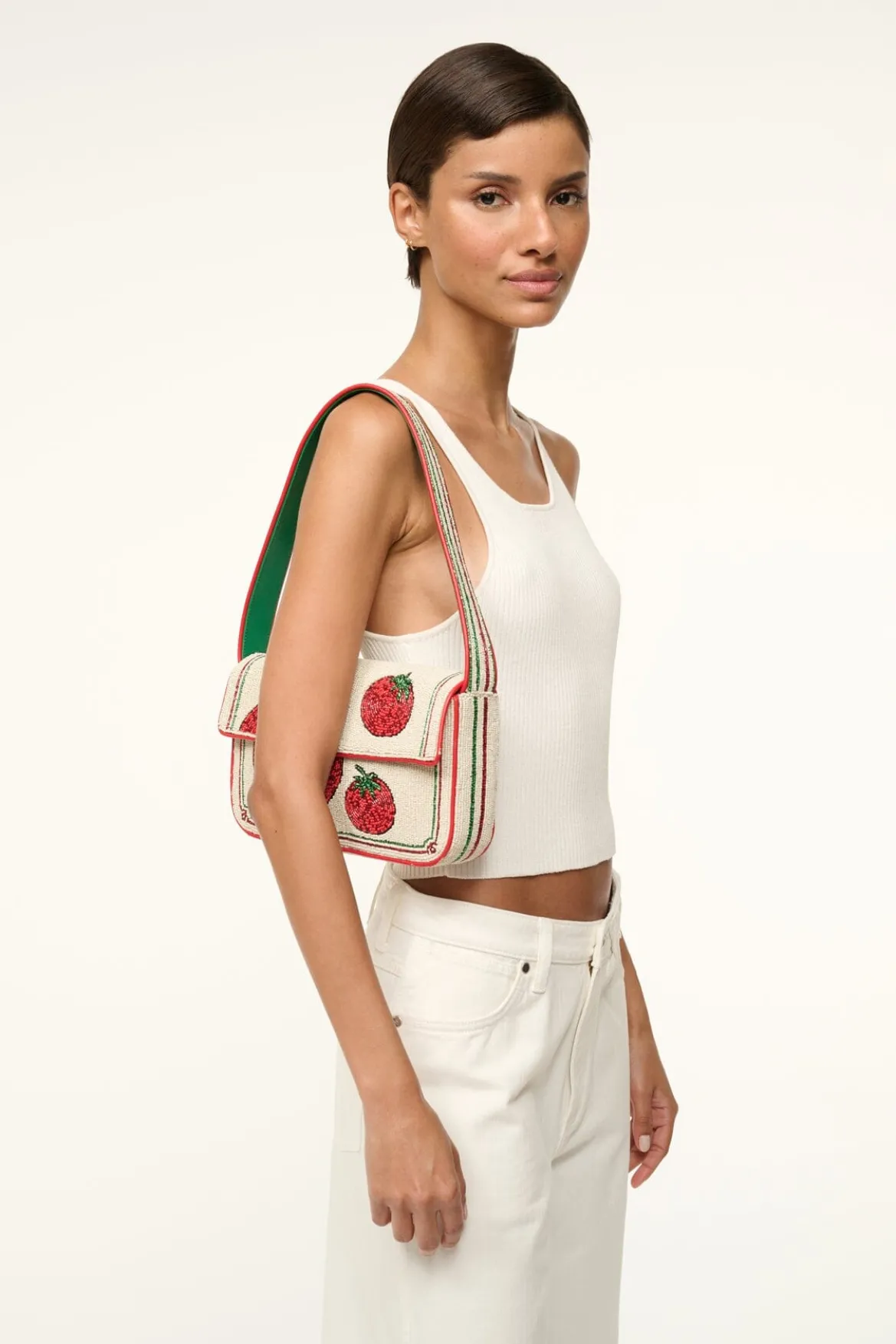 STAUD TOMMY BEADED BAG TOMATO