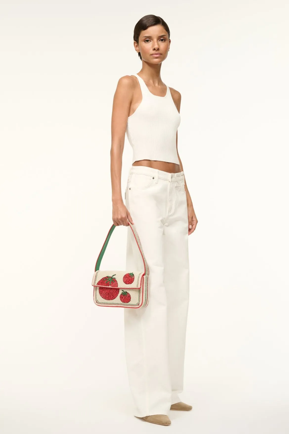 STAUD TOMMY BEADED BAG TOMATO