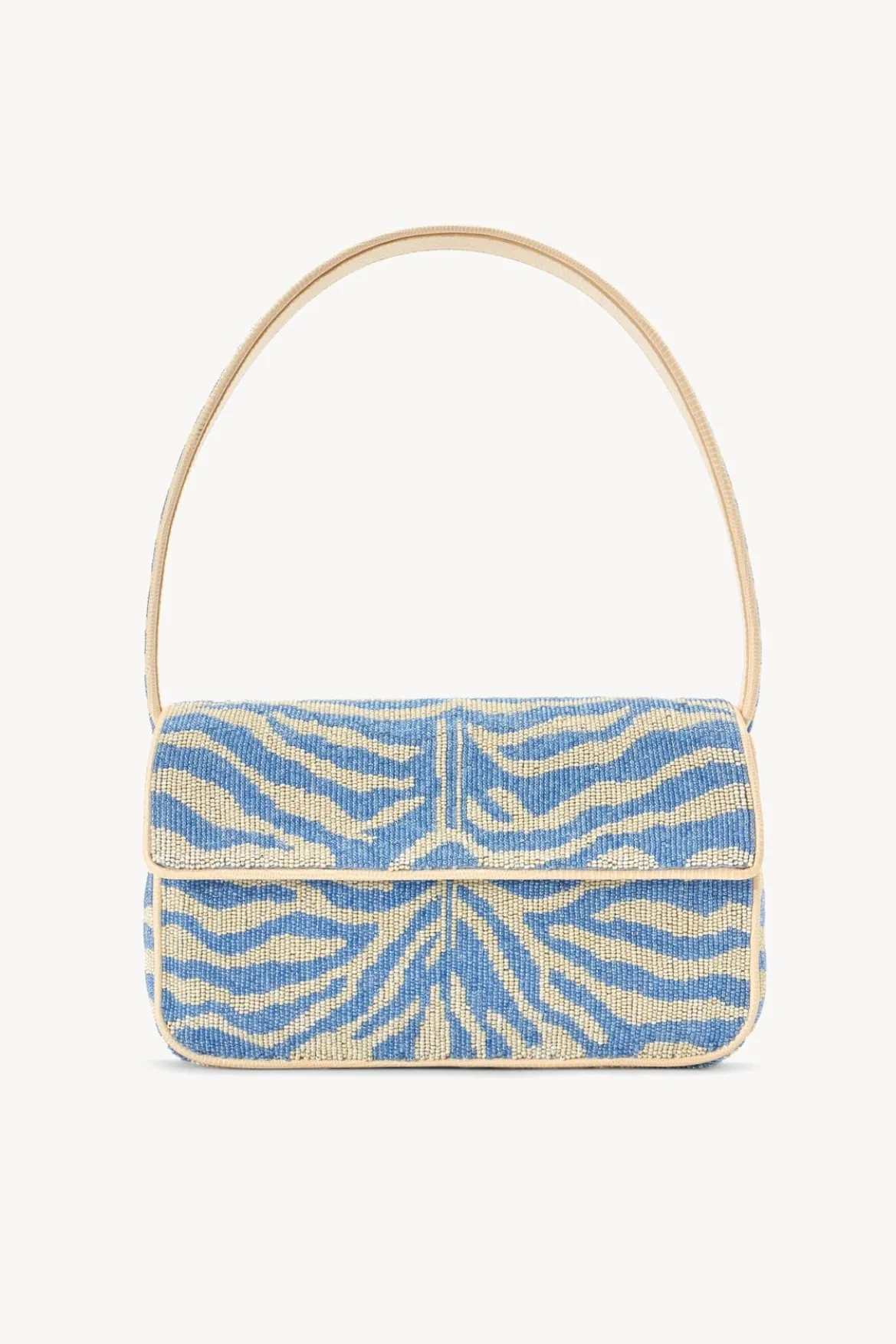 STAUD TOMMY BEADED BAG | LIGHT BLUE CREAM