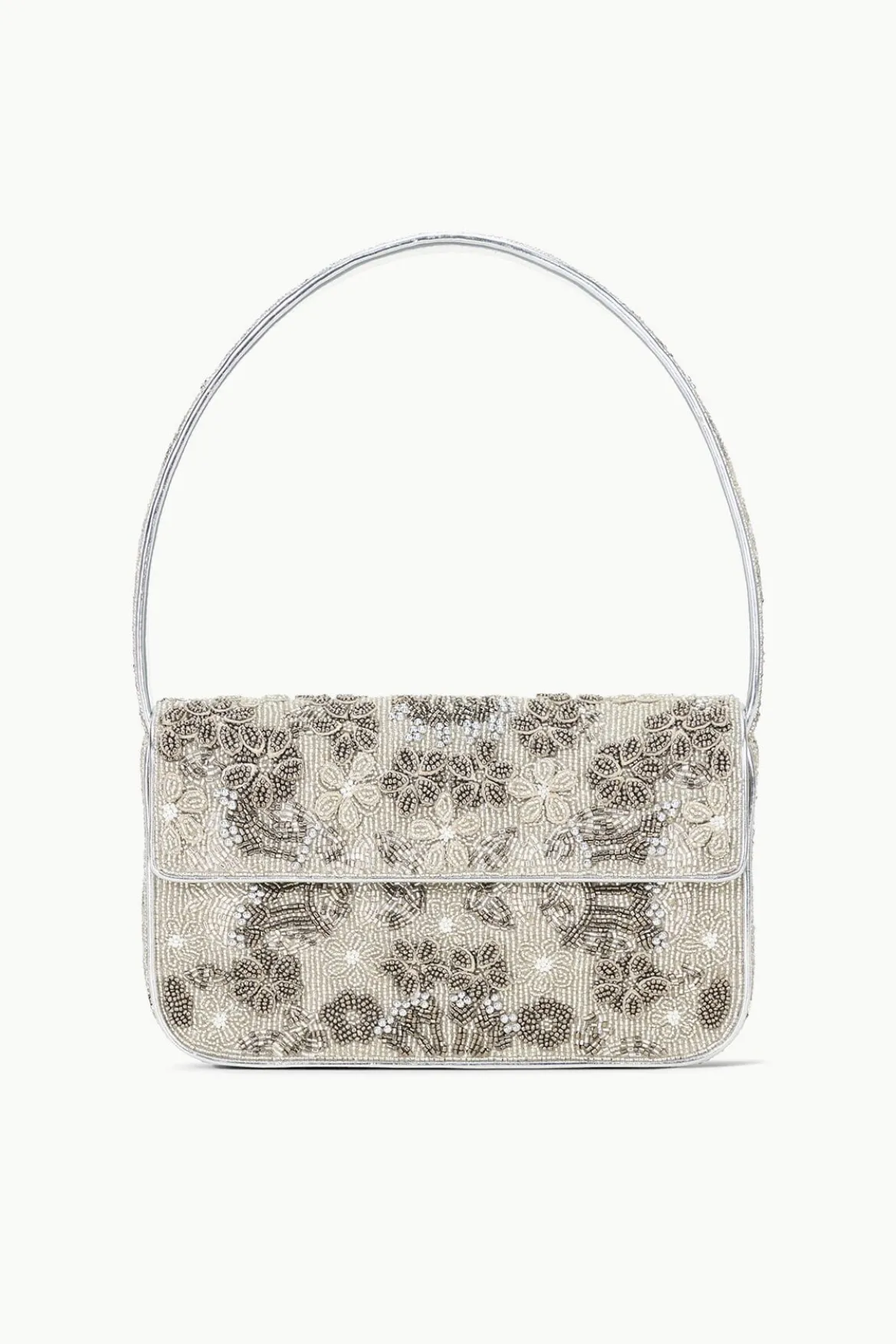 STAUD TOMMY BEADED BAG SILVER GARDEN PARTY