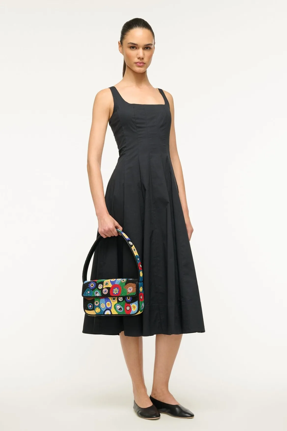 STAUD TOMMY BEADED BAG | BLACK MILLEFIORI