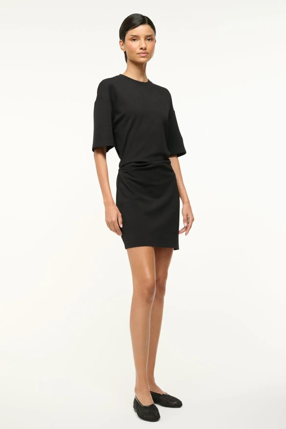 STAUD TRUMAN MINI DRESS BLACK