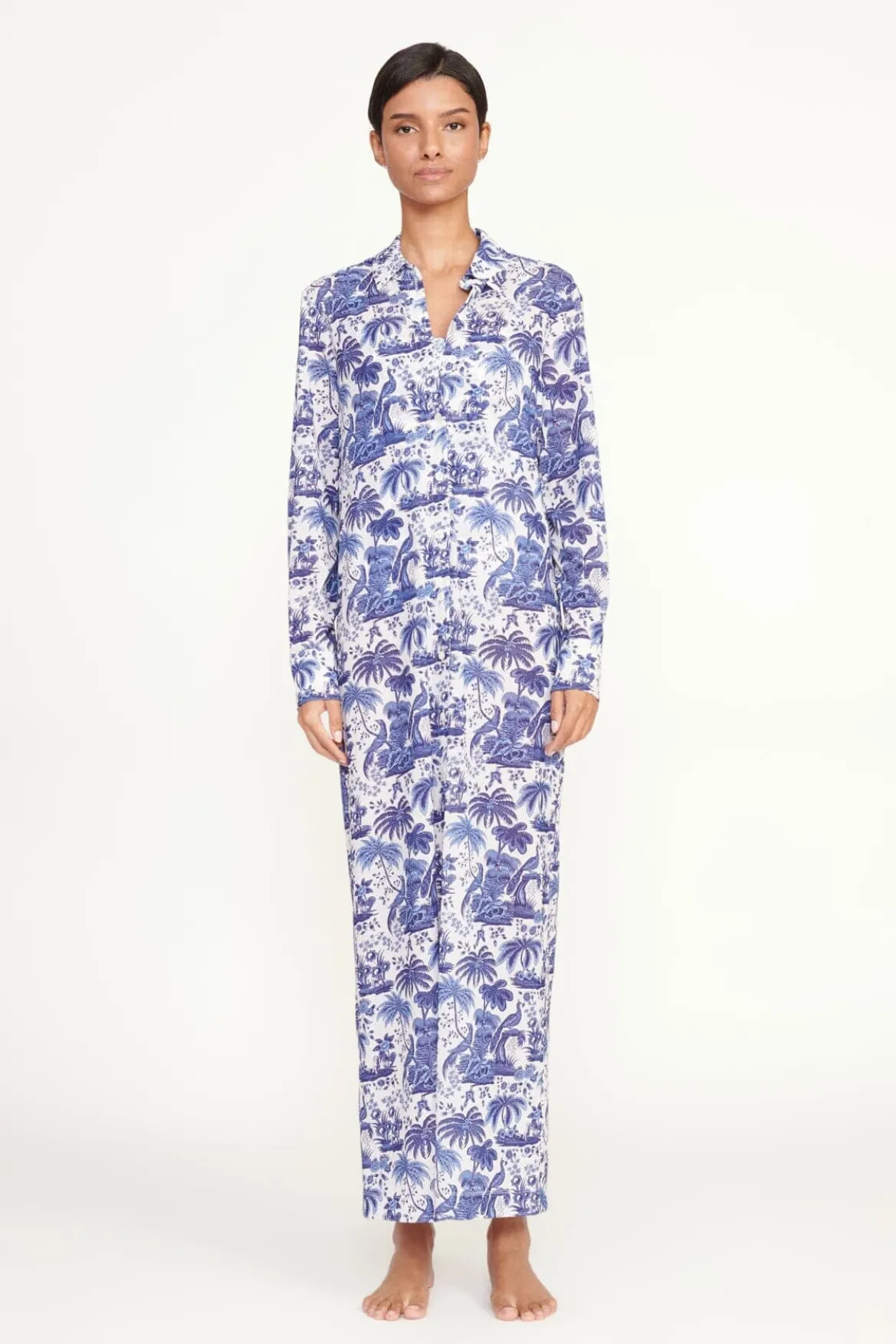 STAUD VITA DRESS BLUE TOILE