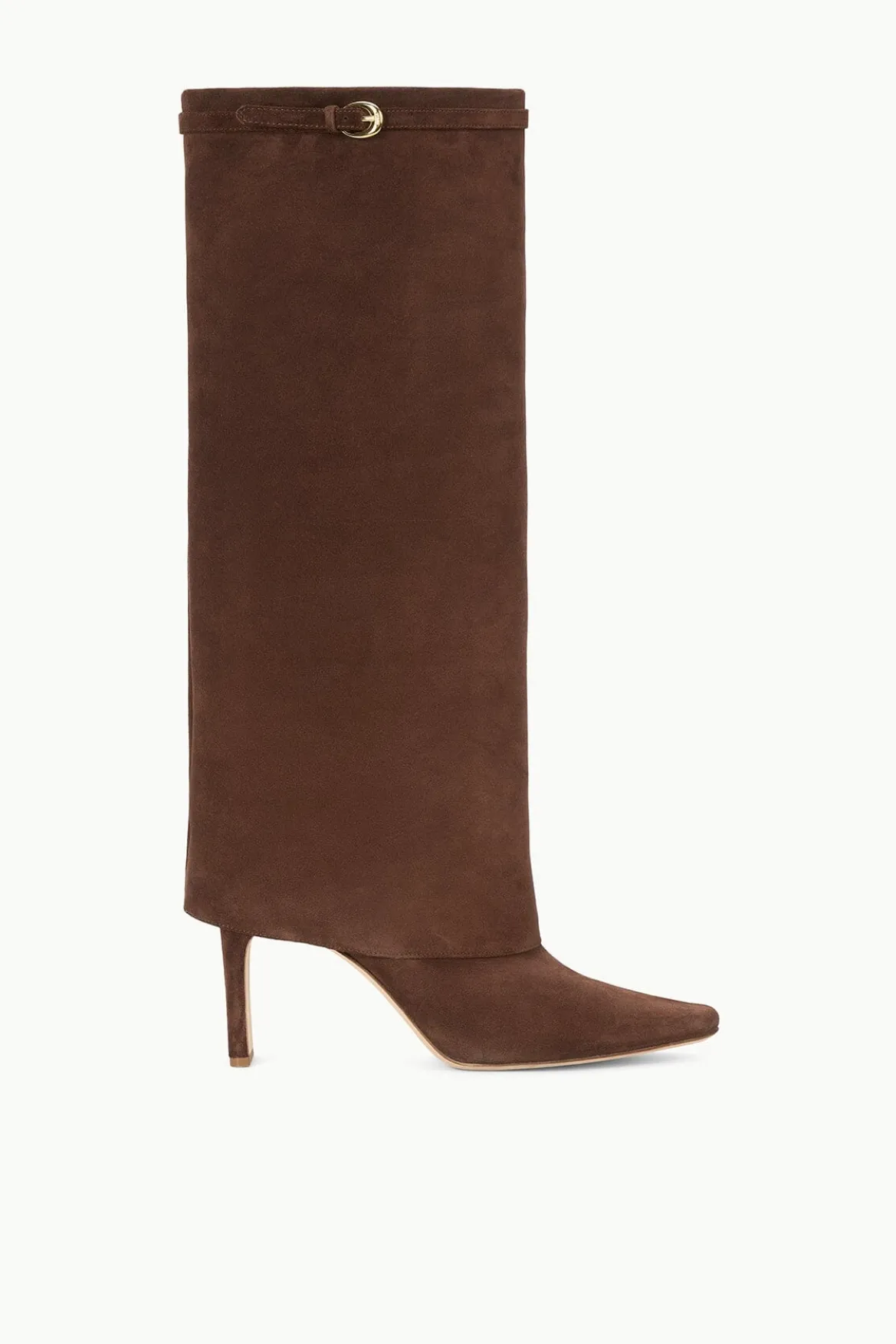 STAUD WALLY FOLDOVER HIGH HEEL BOOT MAHOGANY SUEDE