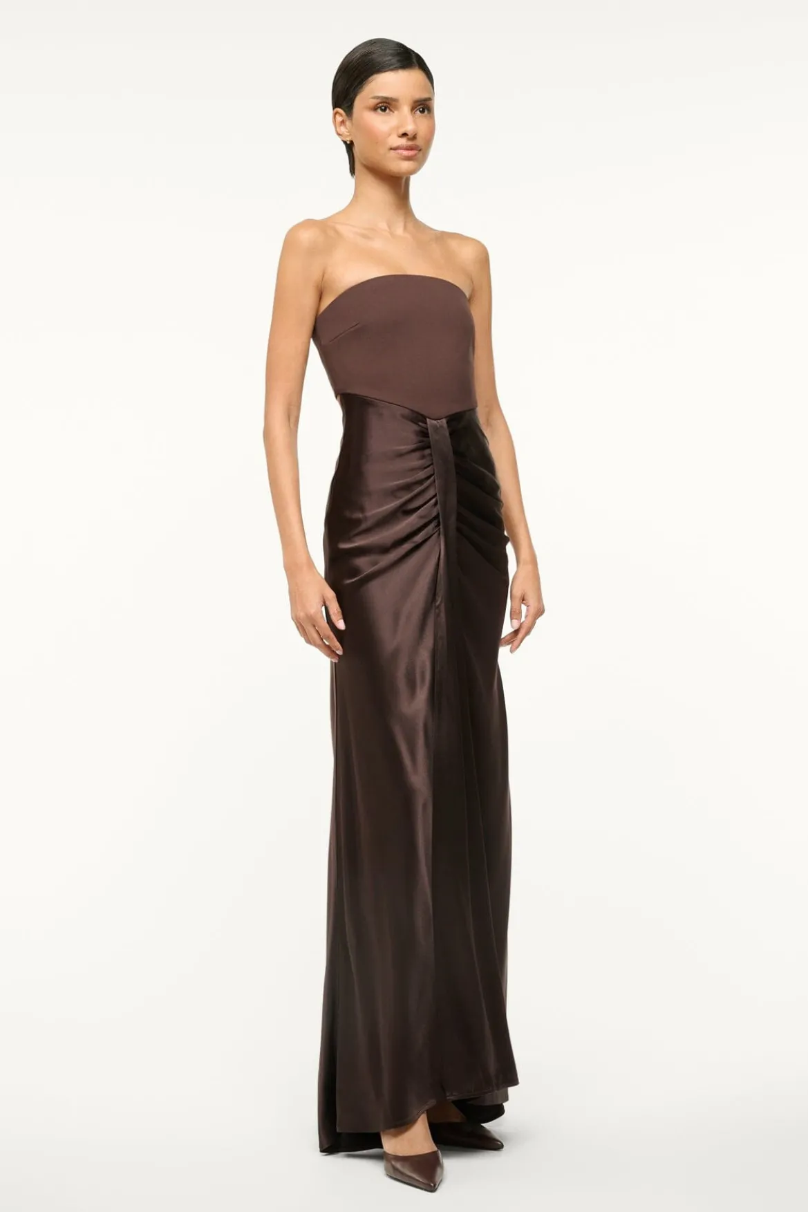 STAUD WAYFARING DRESS DARK CHOCOLATE