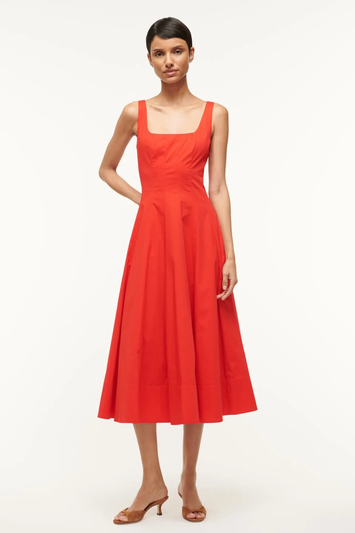 STAUD WELLS DRESS RED ROSE