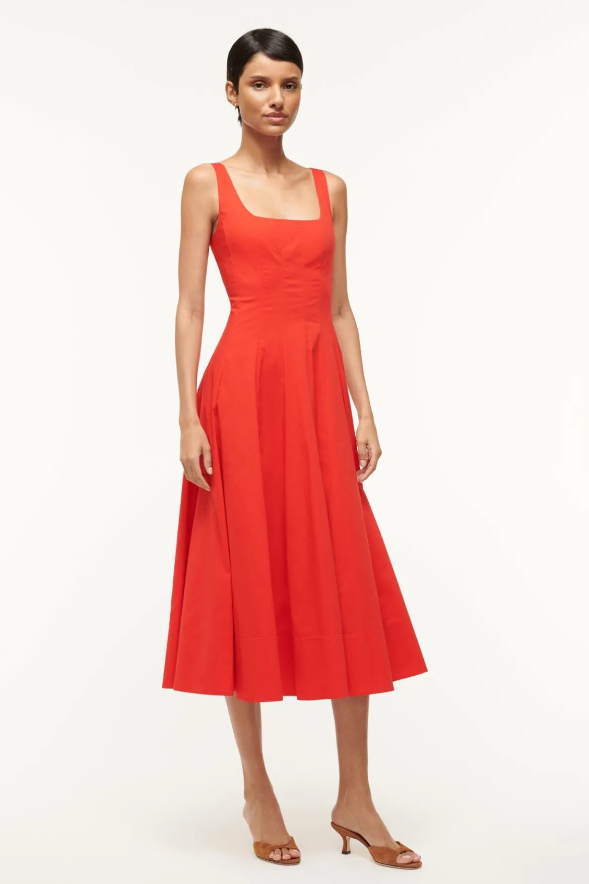 STAUD WELLS DRESS RED ROSE
