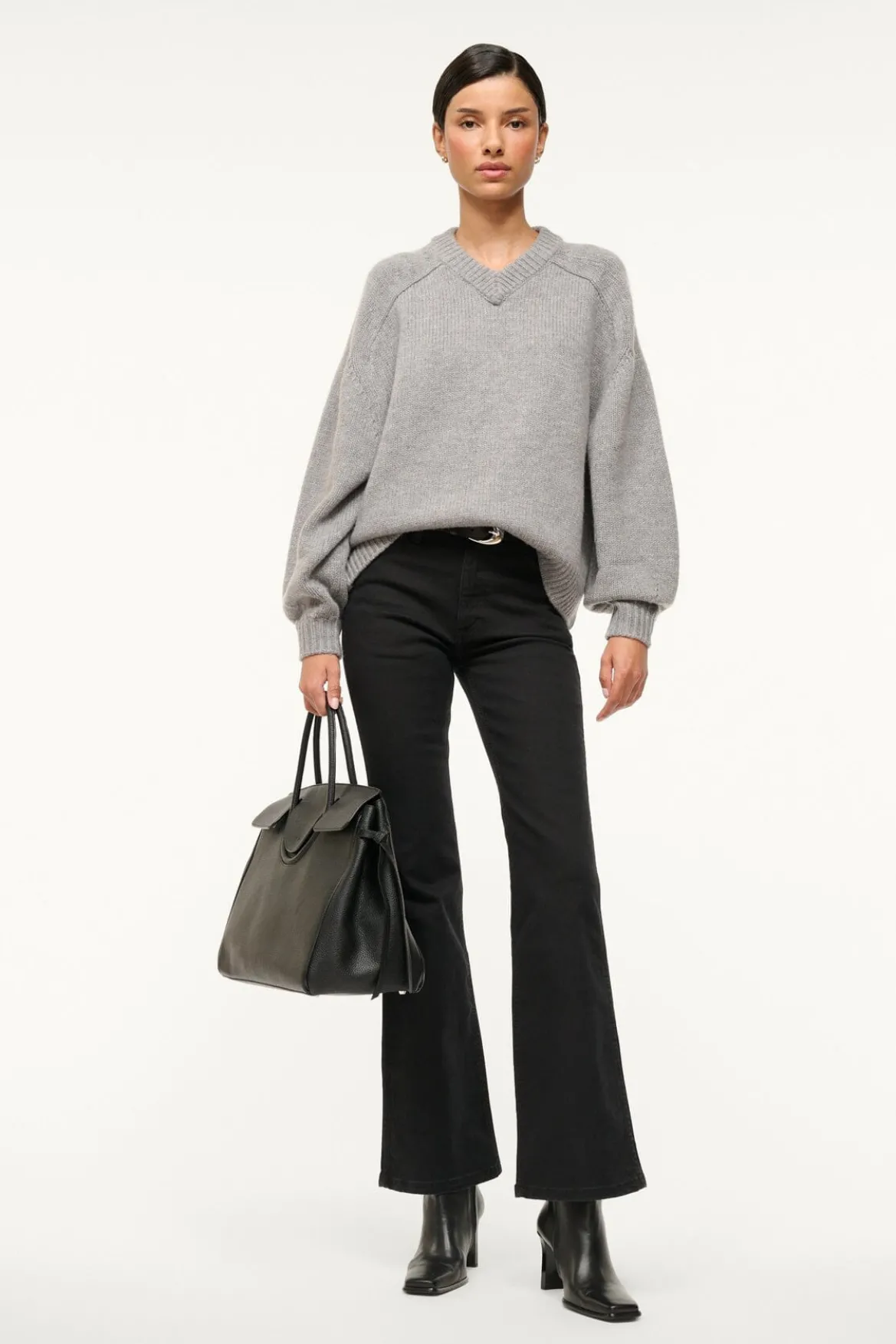 STAUD WILSON SWEATER HEATHER GREY