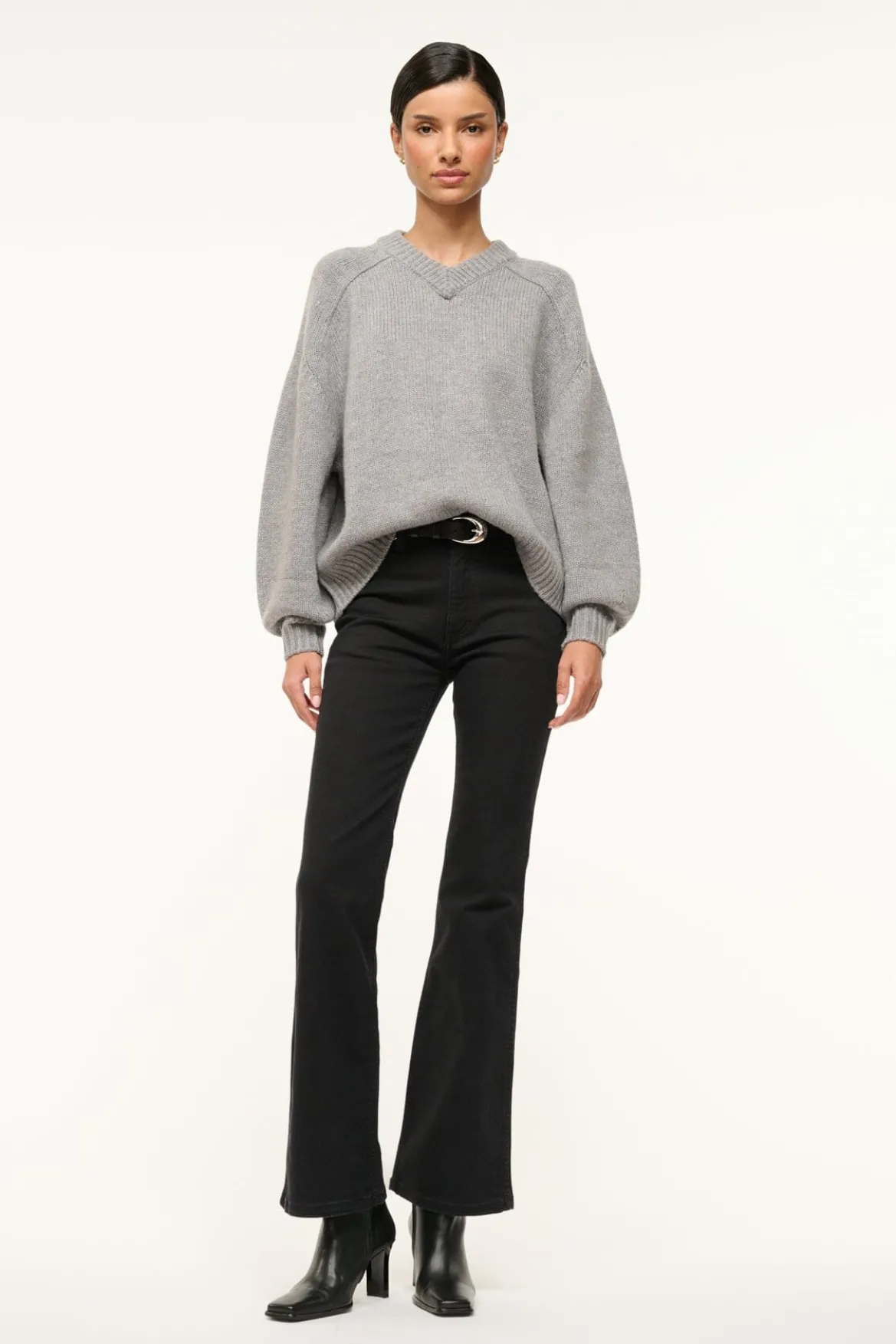 STAUD WILSON SWEATER HEATHER GREY