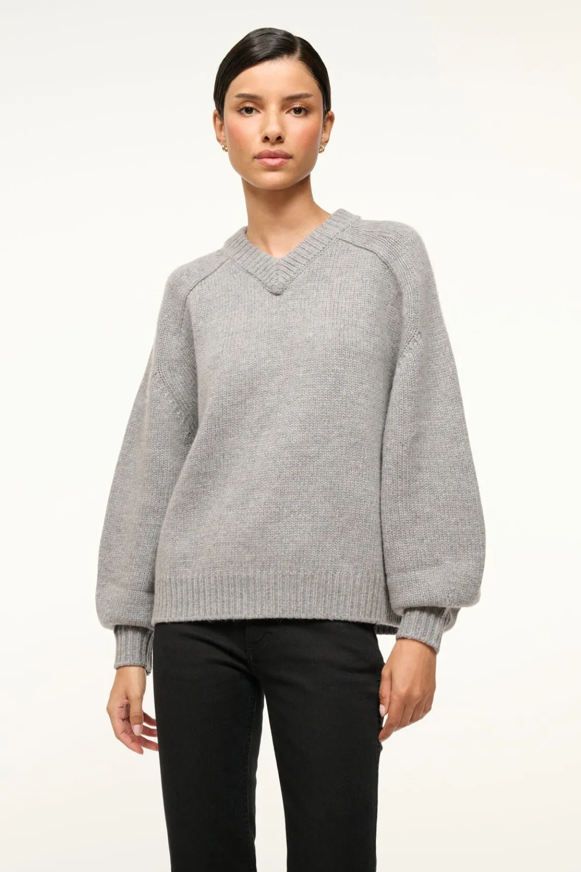 STAUD WILSON SWEATER HEATHER GREY