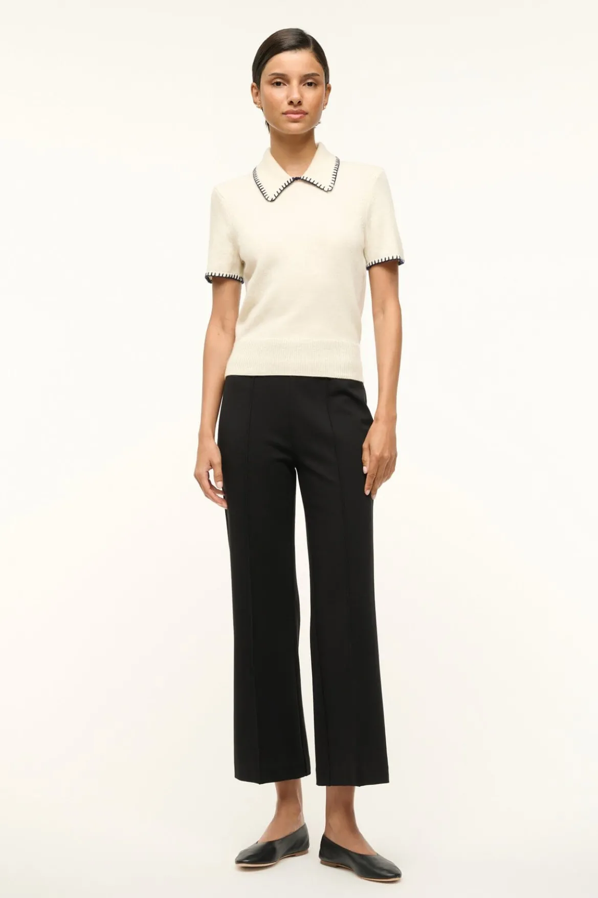 STAUD WINDSOR TOP IVORY NAVY