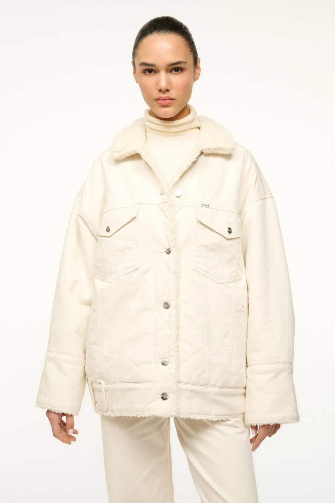 STAUD WRANGLER REVERSIBLE BIGGEST JEAN JACKET CREAM