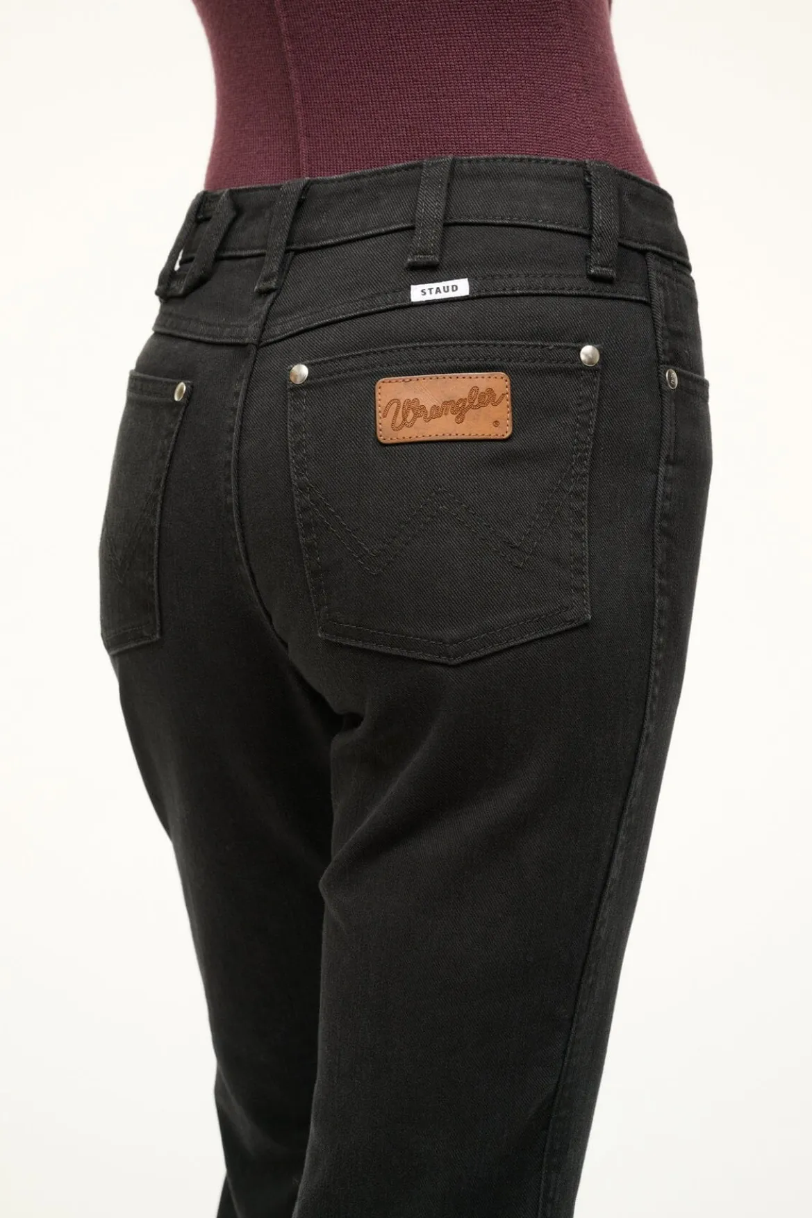 STAUD WRANGLER THE CROPPED BOOT JEAN BLACK