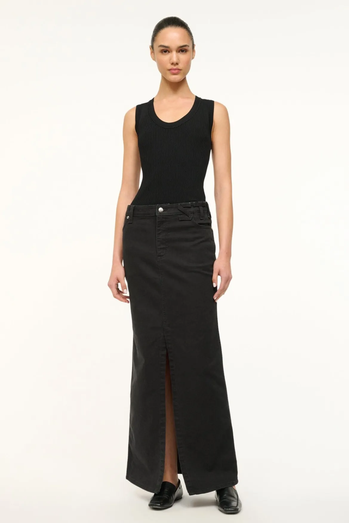STAUD WRANGLER THE MAXI SKIRT BLACK