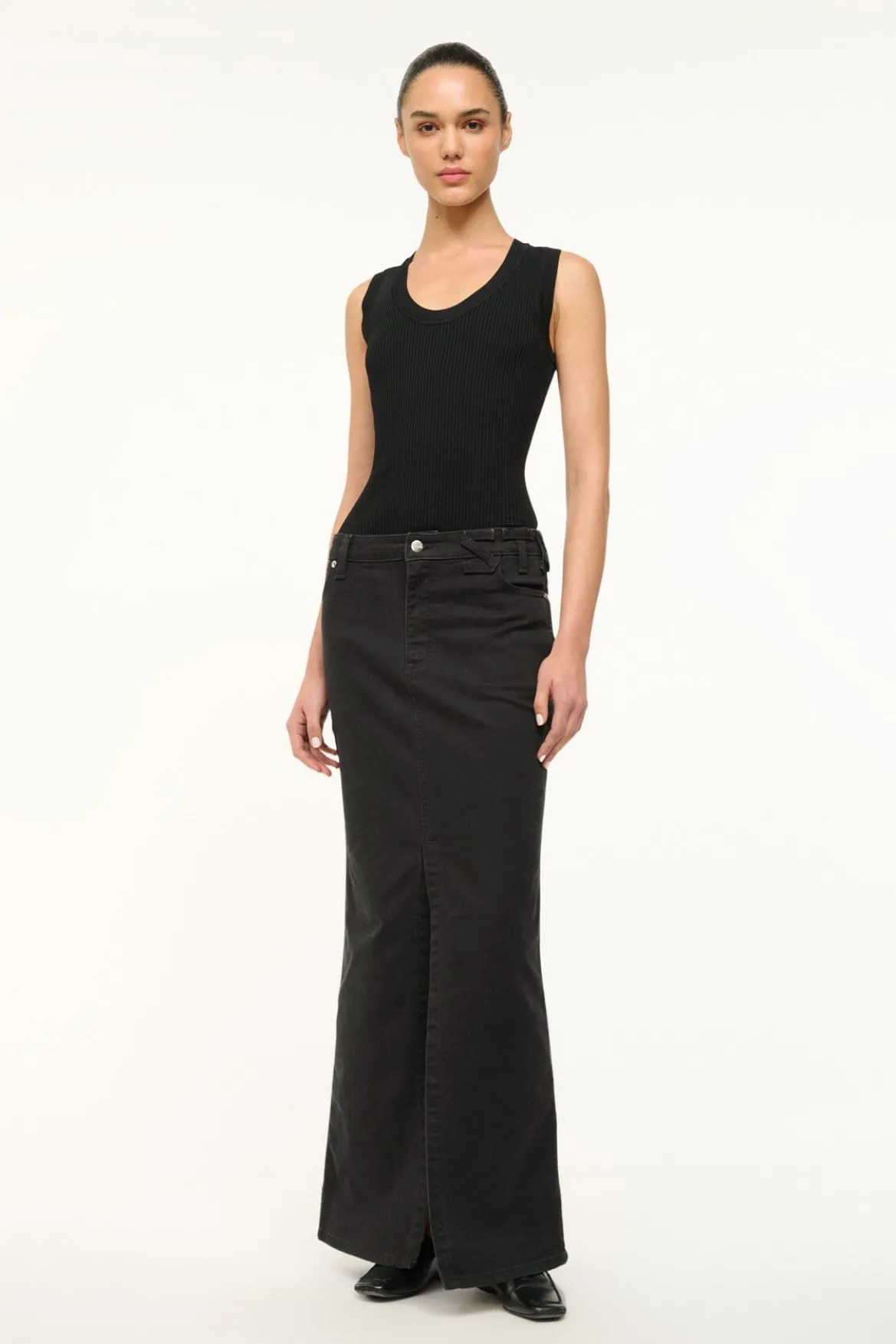 STAUD WRANGLER THE MAXI SKIRT BLACK