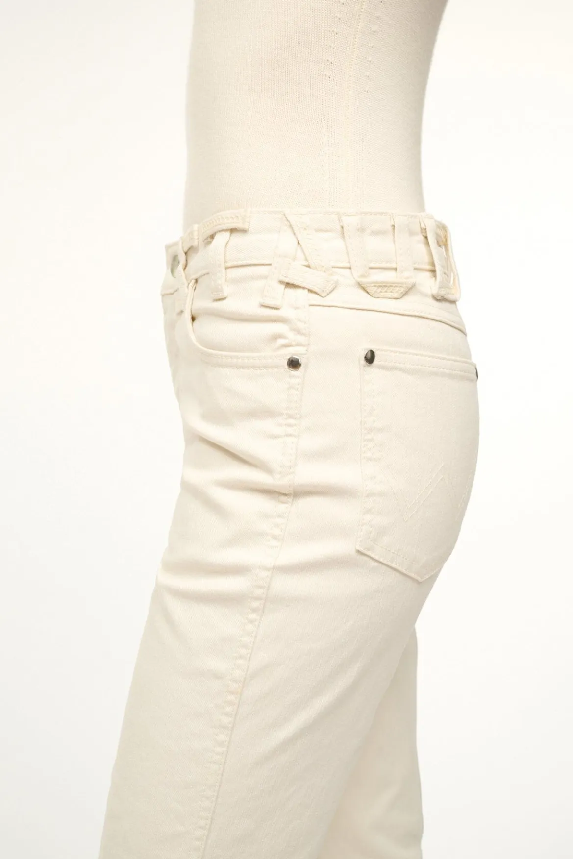 STAUD WRANGLER THE CROPPED BOOT JEAN CREAM