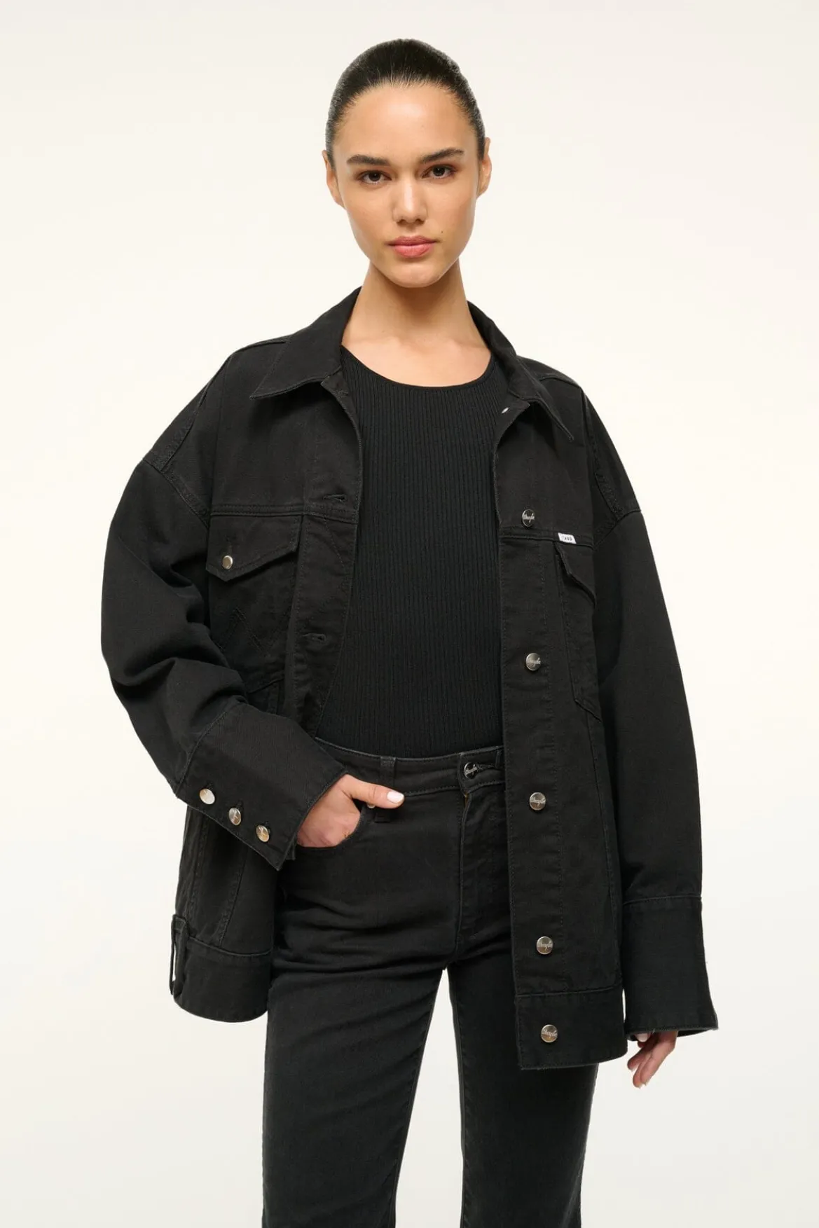 STAUD WRANGLER THE BIGGEST JEAN JACKET BLACK