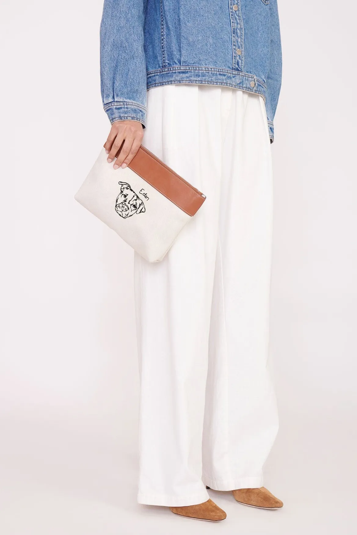 STAUD x C.BONZ CUSTOM DUCKIE ZIP POUCH | CREAM TAN